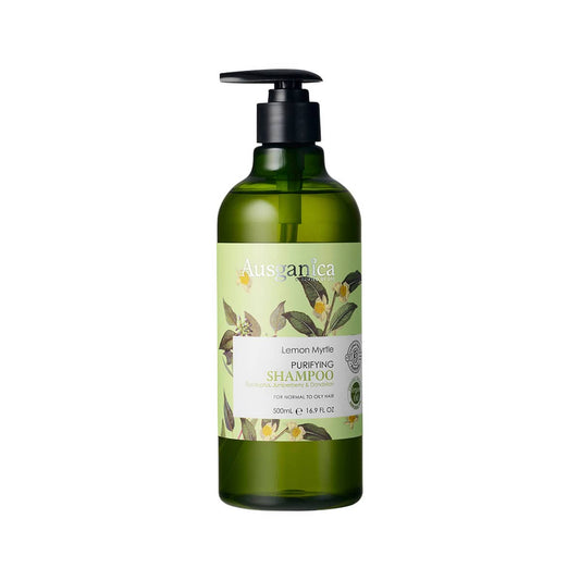 Ausganica Organic Lemon Myrtle Purifying Shampoo 500ml bottle.