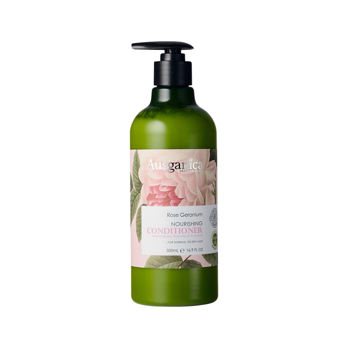 Ausganica Organic Rose Geranium Nourishing Conditioner 500ml bottle.