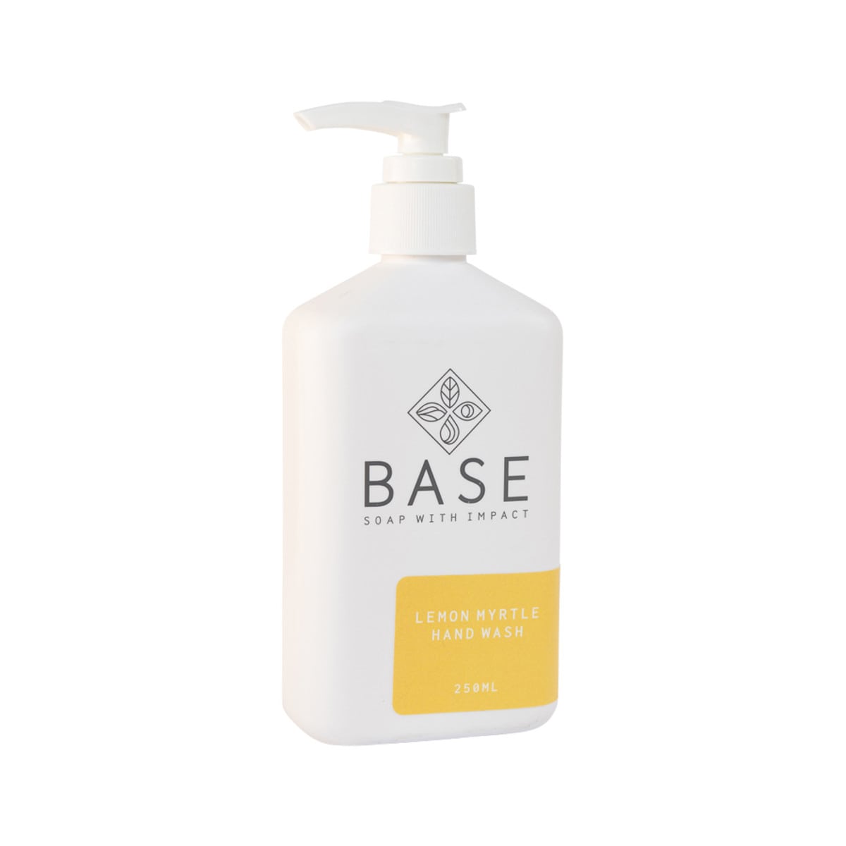 Base (Soap With Impact) Hand Wash Lemon Myrtle 250ml bottle. Front.