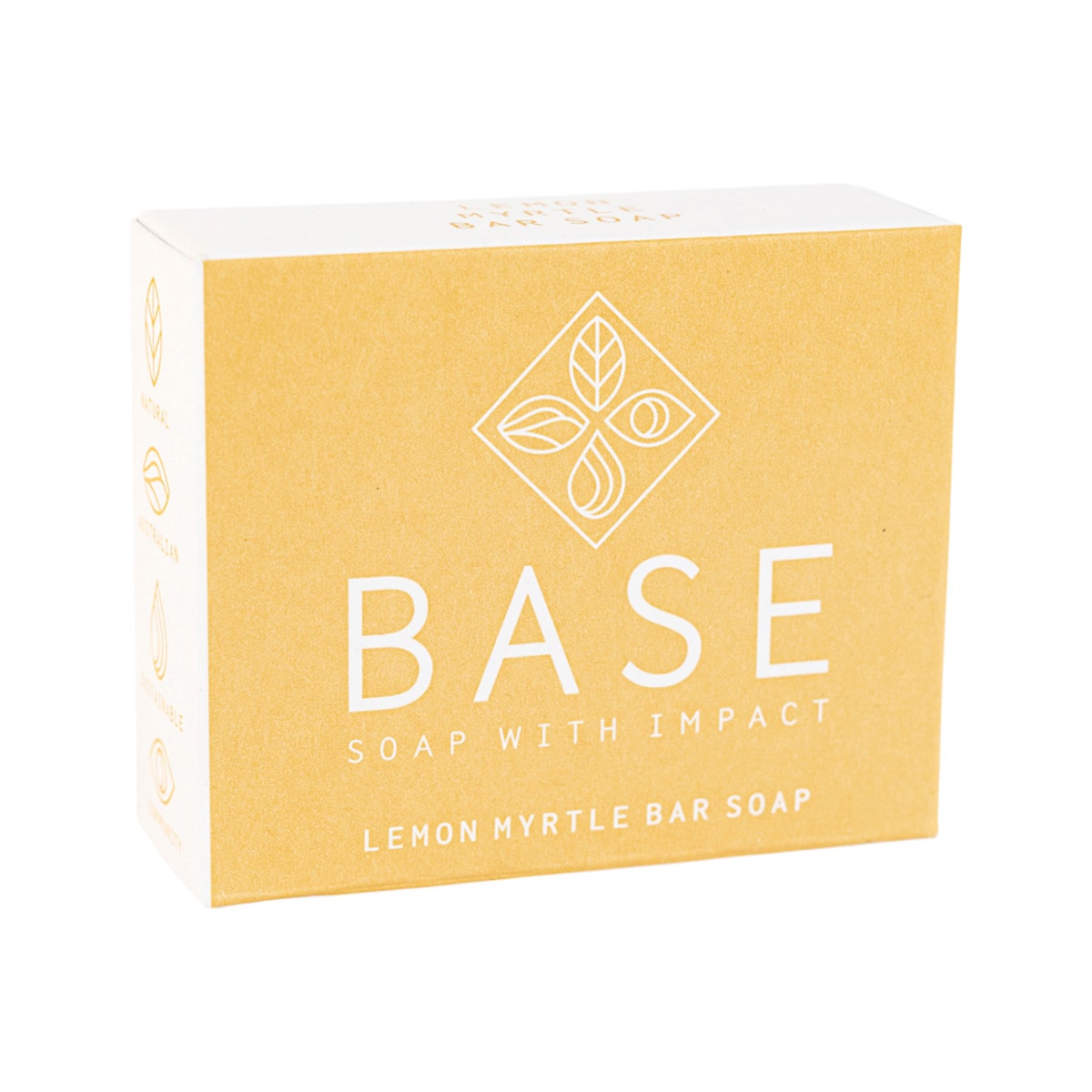 Base (Soap With Impact) Soap Bar Lemon Myrtle 120g box. Front.