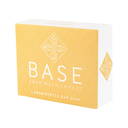 Base (Soap With Impact) Soap Bar Lemon Myrtle 120g box. Side.