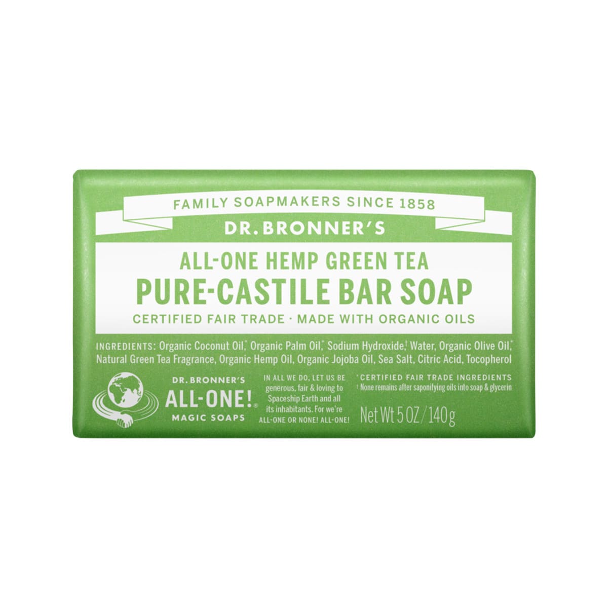 Dr. Bronner's Pure-Castile Bar Soap (Hemp All-One) Green Tea 140g