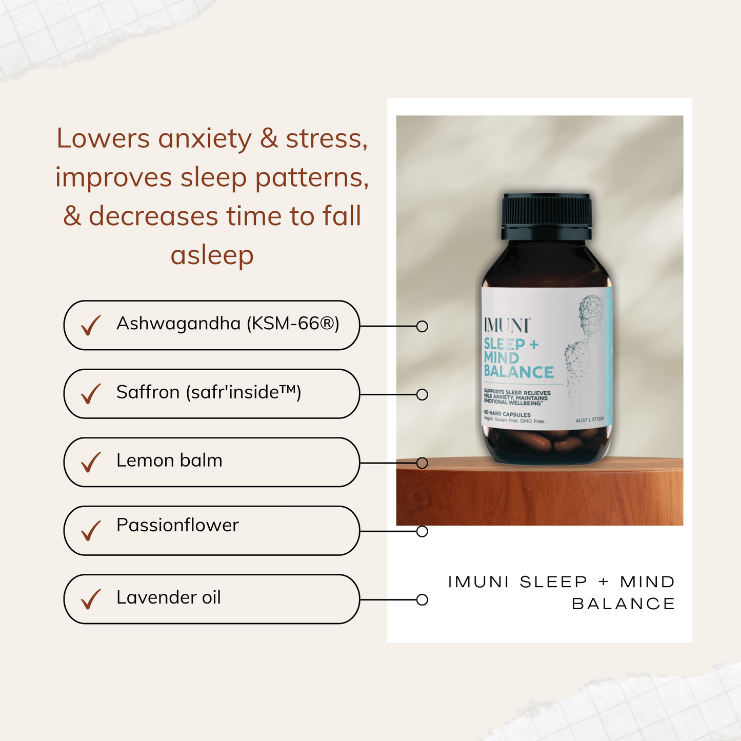 Imuni sleep + mind balance infographic