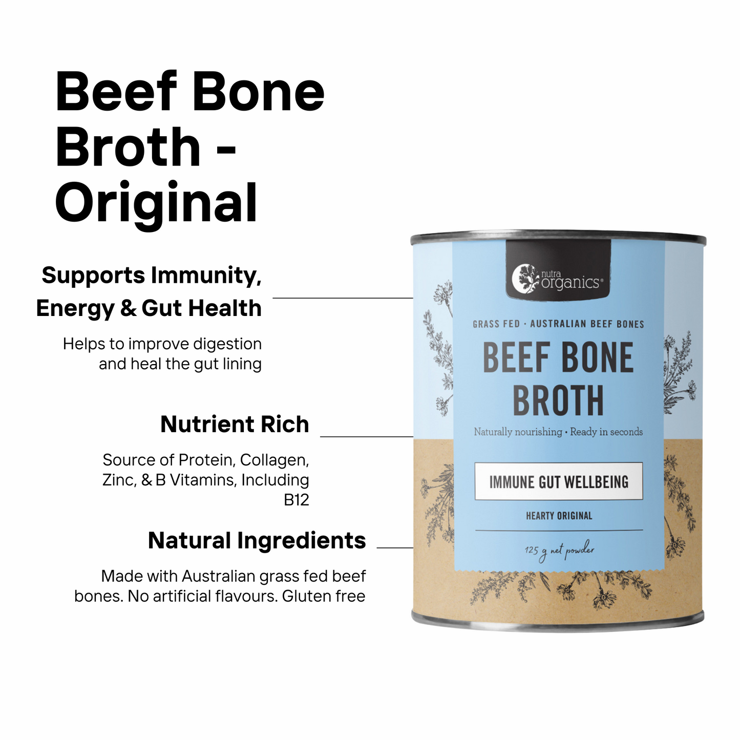 Nutra Organics Beef Bone Broth Hearty Original 125g. Infographic.png