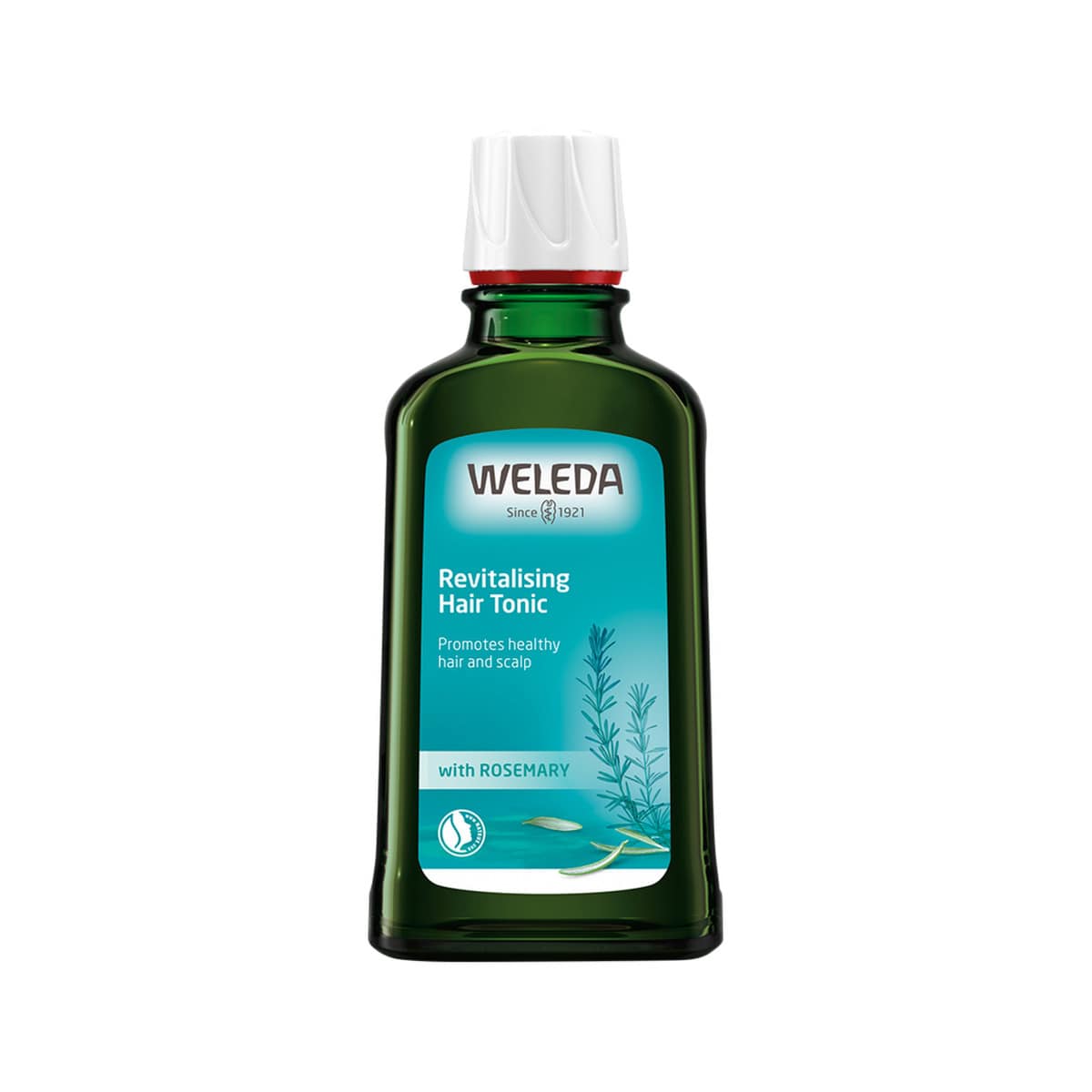 Weleda Revitalising Hair Tonic with Rosemary 100ml bottle. Front.