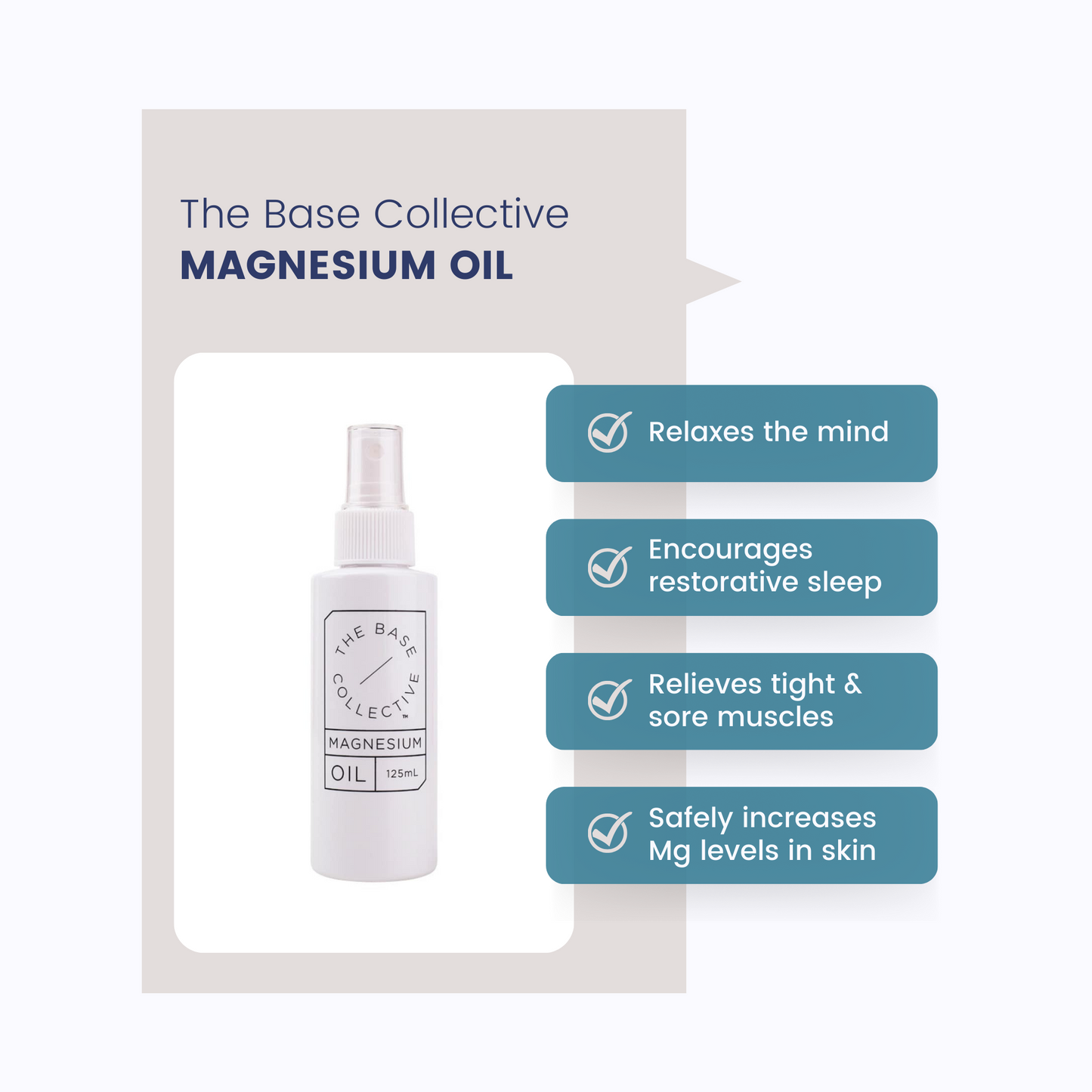 The Base Collective Magnesium Oil infographic